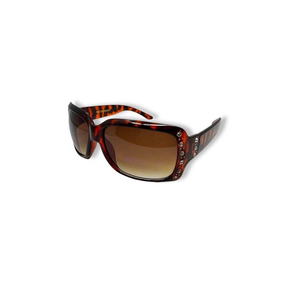 Foster Grant Womens Tortoise Shell Sunglasses Rhinestone Accent Gradient Lenses - Picture 1 of 13